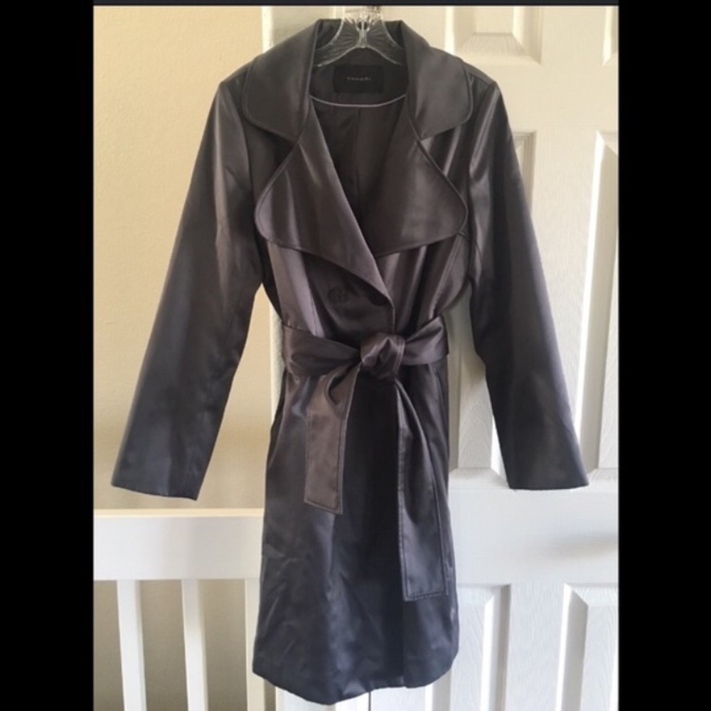 Slate gray Tahari Trench Coat (jacket) - Picture 2 of 3